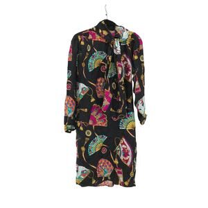 nwt vtg saks fifth avenue jerri sherman fan print silk dress
